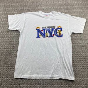 New York NYC Shirt Men Large L White Graphic Print Tee Tourist Souvenir Retro
